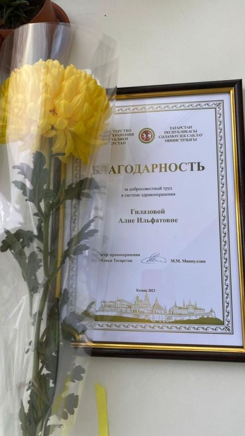 Сотрудница Камско-Устьинской ЦРБ получила ведомственную награду