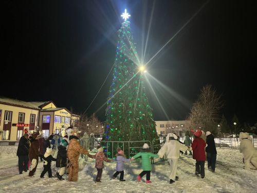 В Камском Устье зажгли огни на центральной елке района