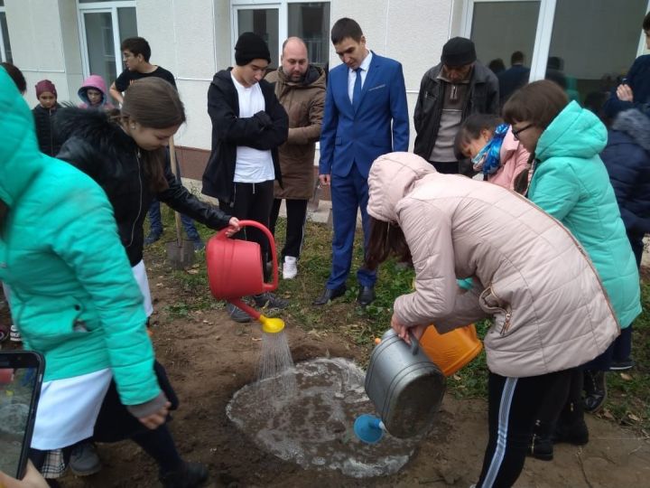В Камско-Устьинской татарской школе прошел мастер-класс с детьми по посадке винограда