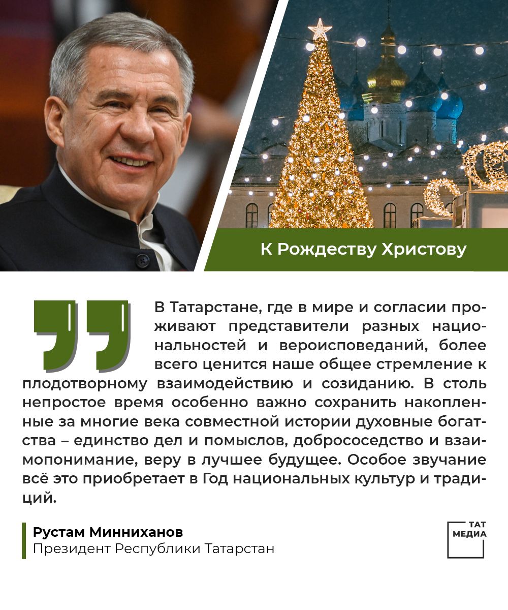 Президента Республики Татарстан Р.Н. Минниханова  с Рождеством Христовым